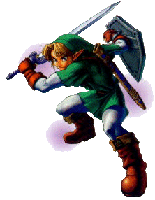Link in a defensive stance... Ready to fight the baddies!